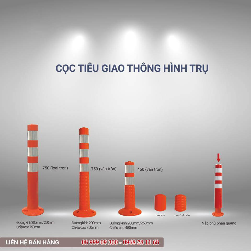 Cọc tiêu giao thông cao su hình trụ có phản quang