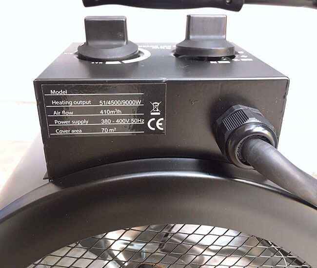 Thông số quạt sấy gió nóng 9kw dạng tròn